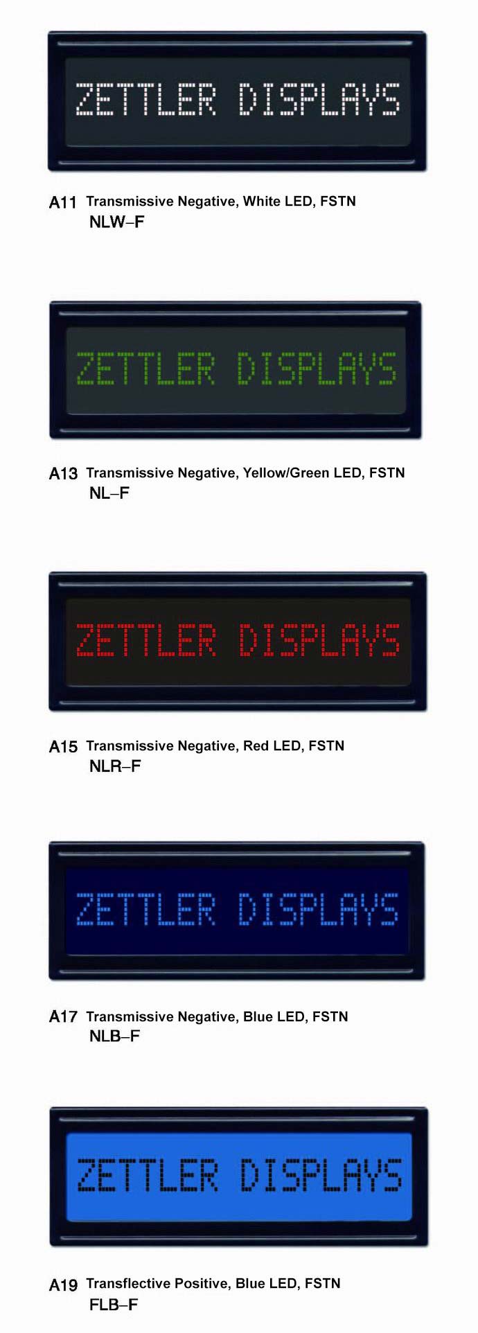 AZ DISPLAYS COLOR COMBINATIONS